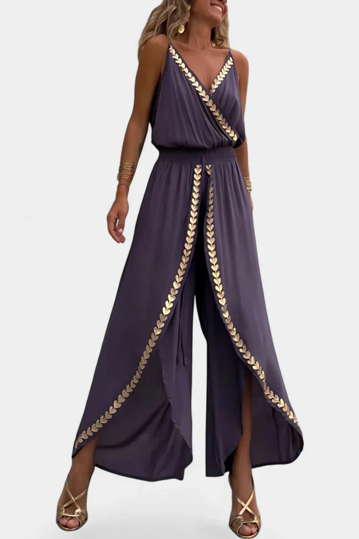 Donatila | Open-Leg Jumpsuit with Gold Detail