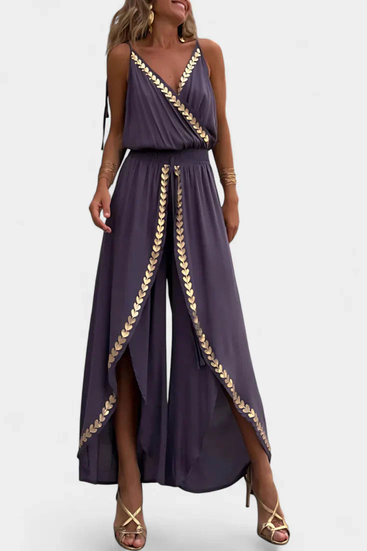 Donatila | Open-Leg Jumpsuit with Gold Detail