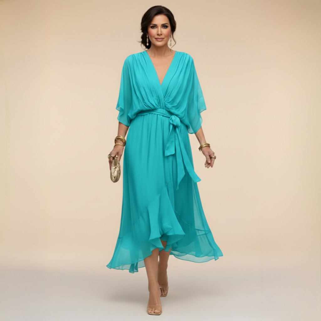 MARTHA™ | CHIFFON DRESS WITH A V-NECK