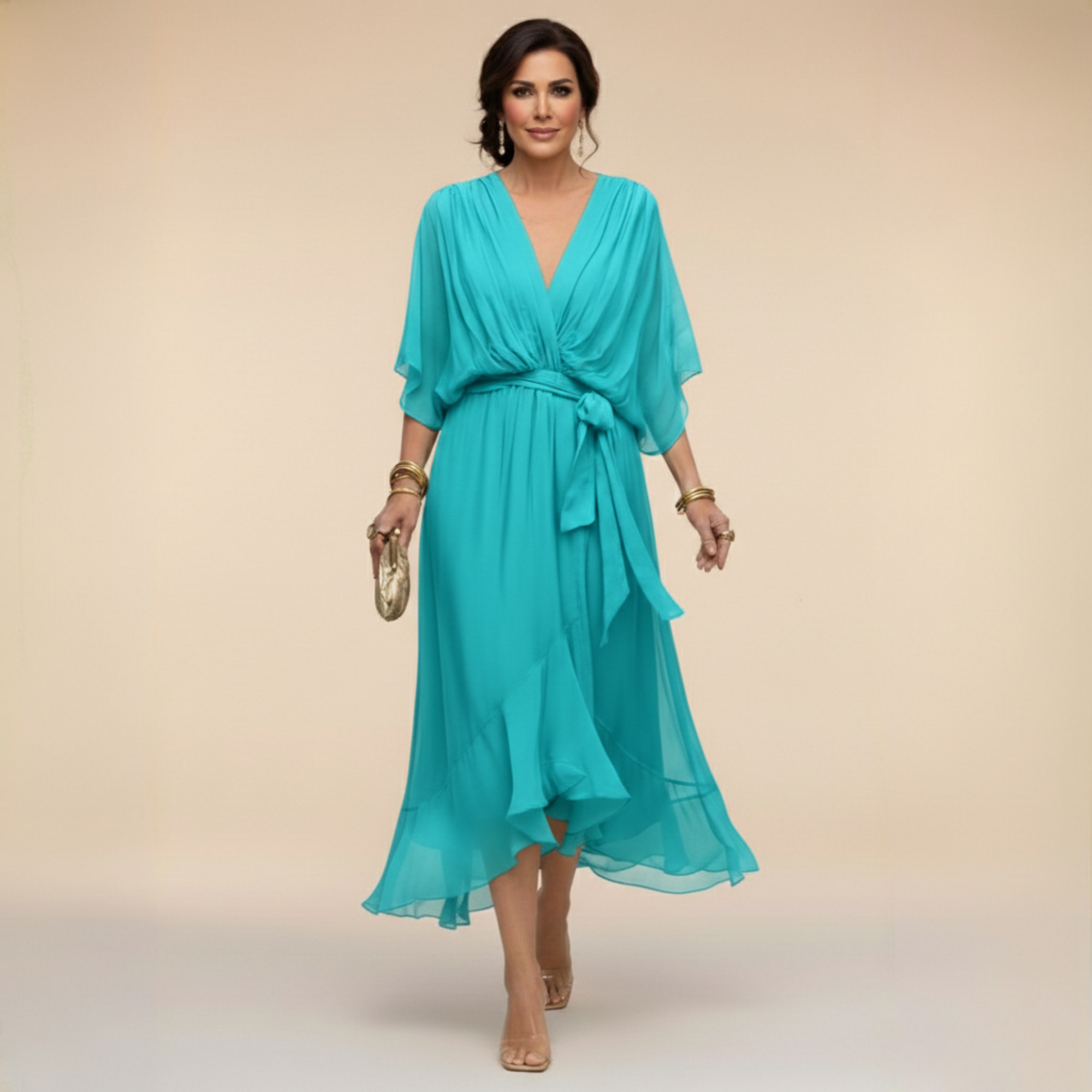 MARTHA™ | CHIFFON DRESS WITH A V-NECK