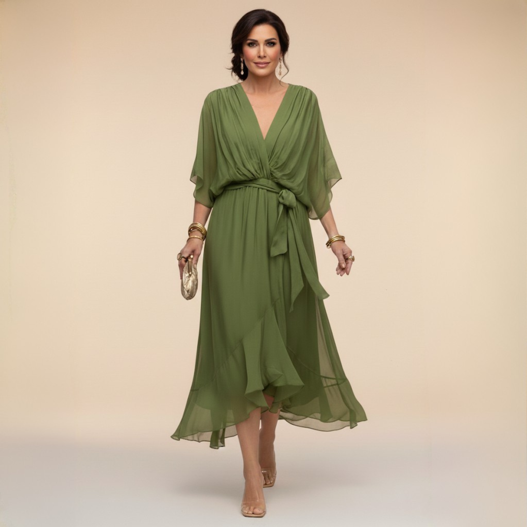 MARTHA™ | CHIFFON DRESS WITH A V-NECK