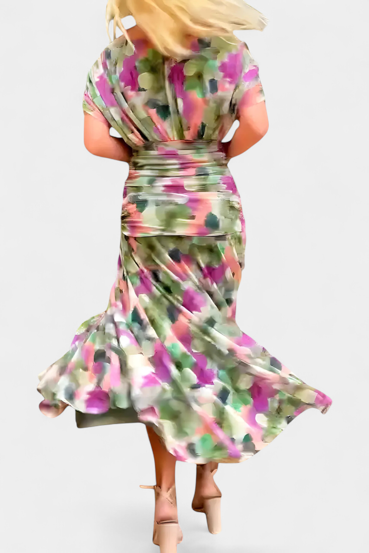 Florendra | Long Floral V-Neck Dress