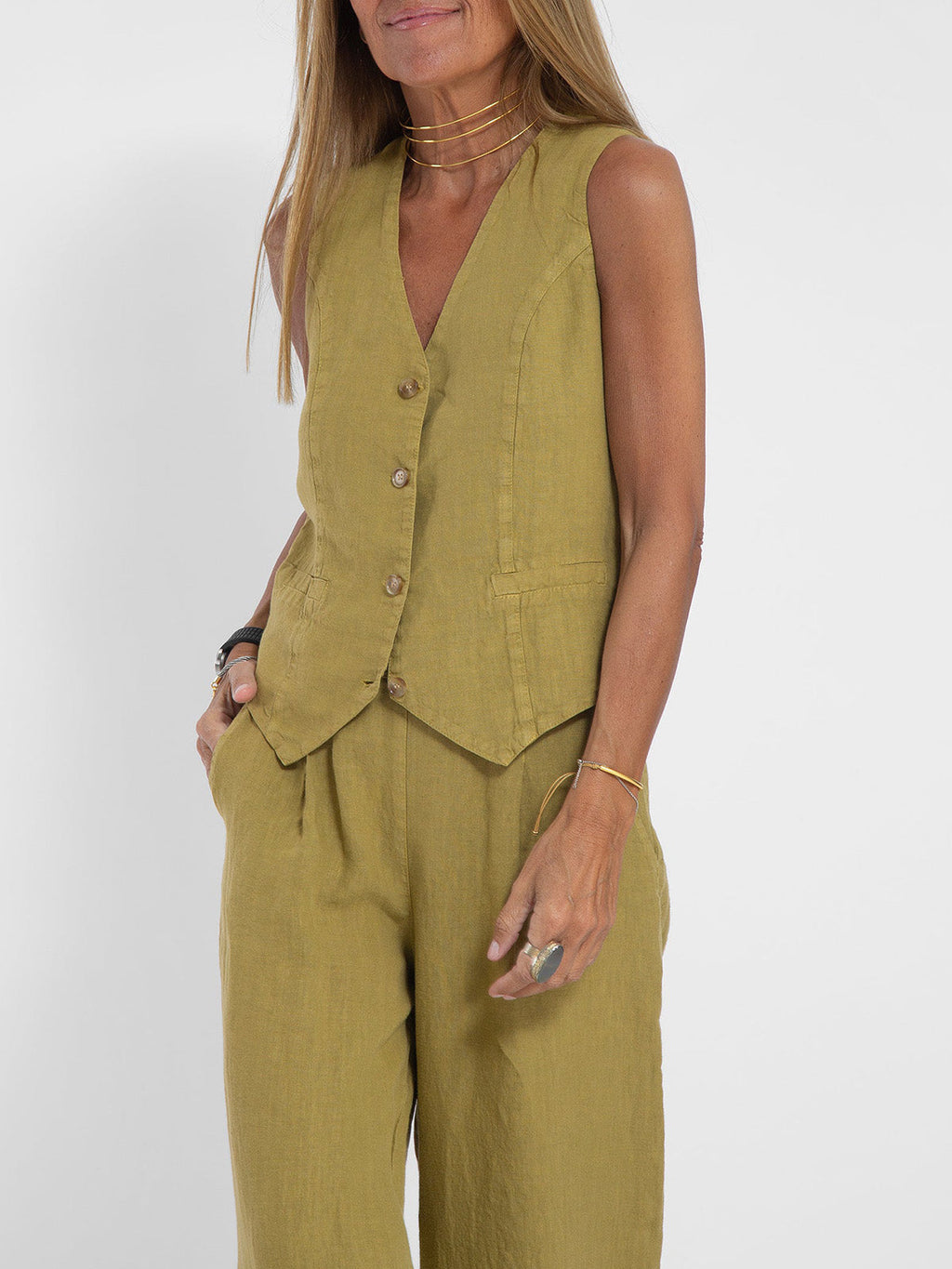 Aira – Co-ord Set Elegant Two-Piece With Waistcoat & Trousers Wide-Leg
