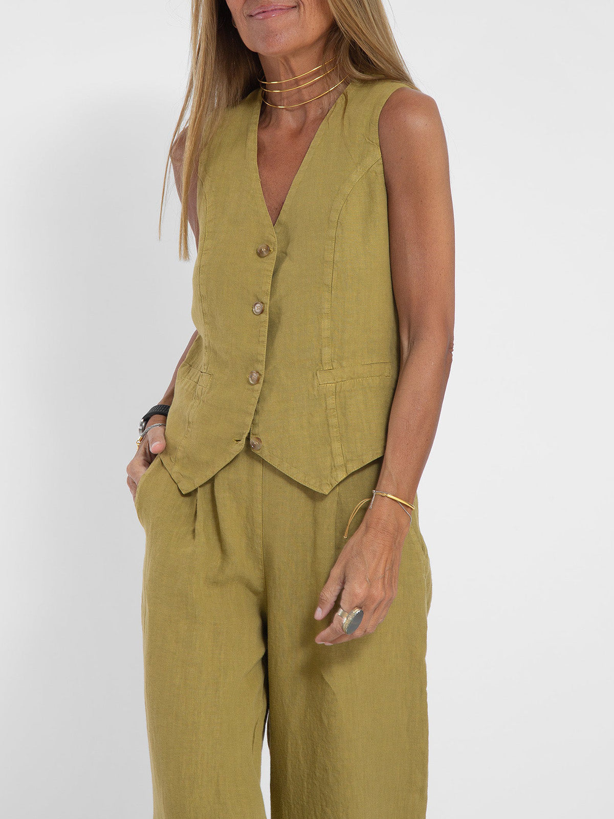Aira – Co-ord Set Elegant Two-Piece With Waistcoat & Trousers Wide-Leg