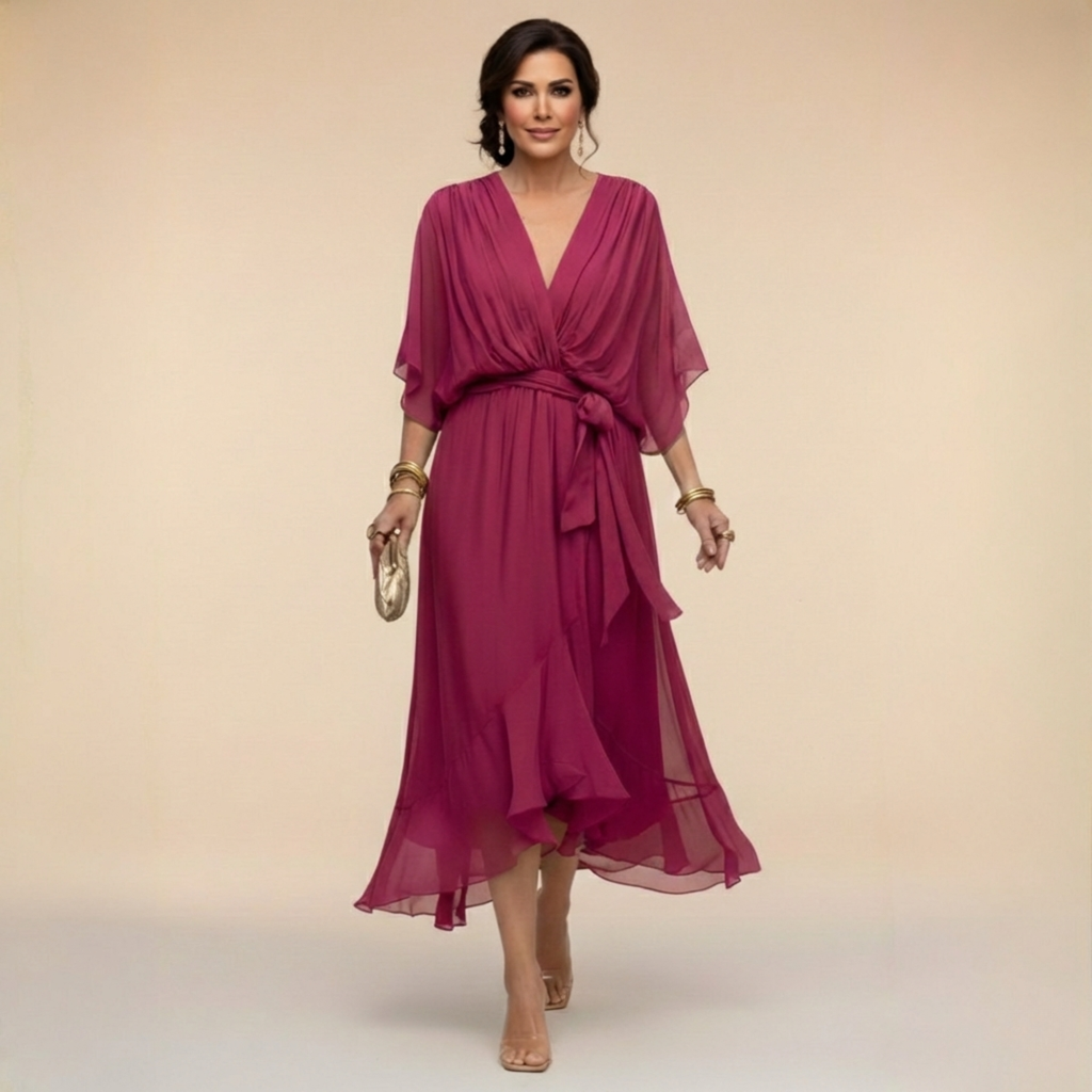 MARTHA™ | CHIFFON DRESS WITH A V-NECK