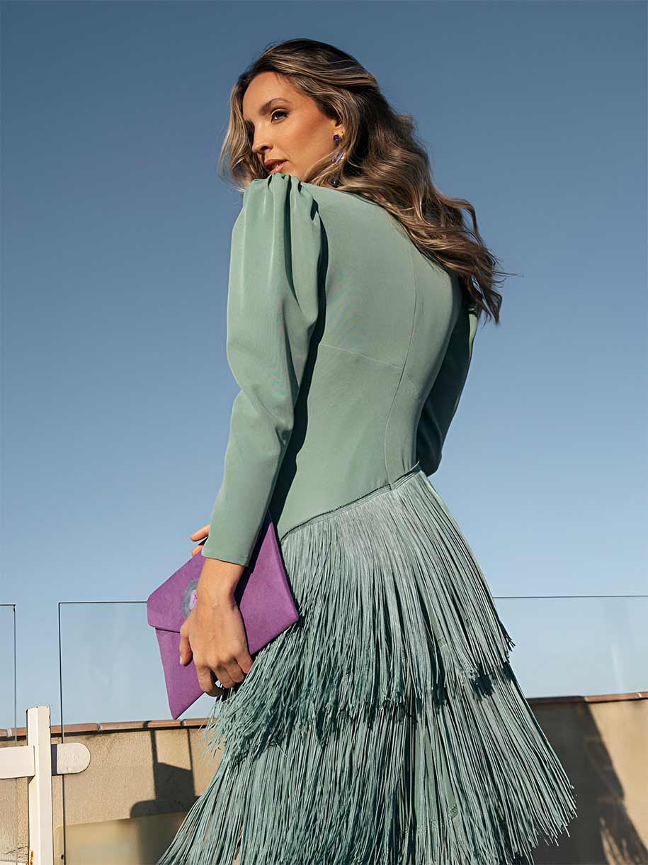 Salvia | Long Fringe Wedding-Guest Dress