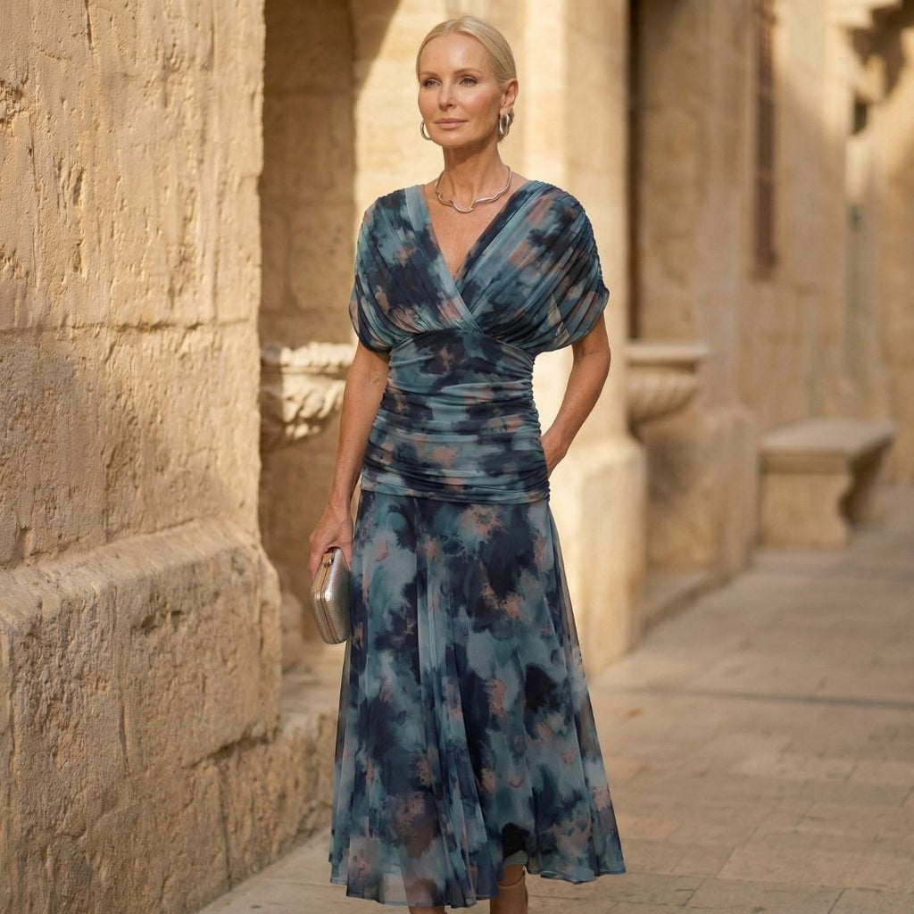 Luna | Watercolour Blue Maxi Dress
