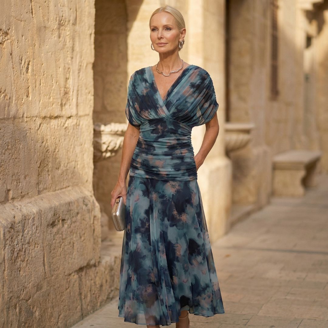 Luna | Watercolour Blue Maxi Dress
