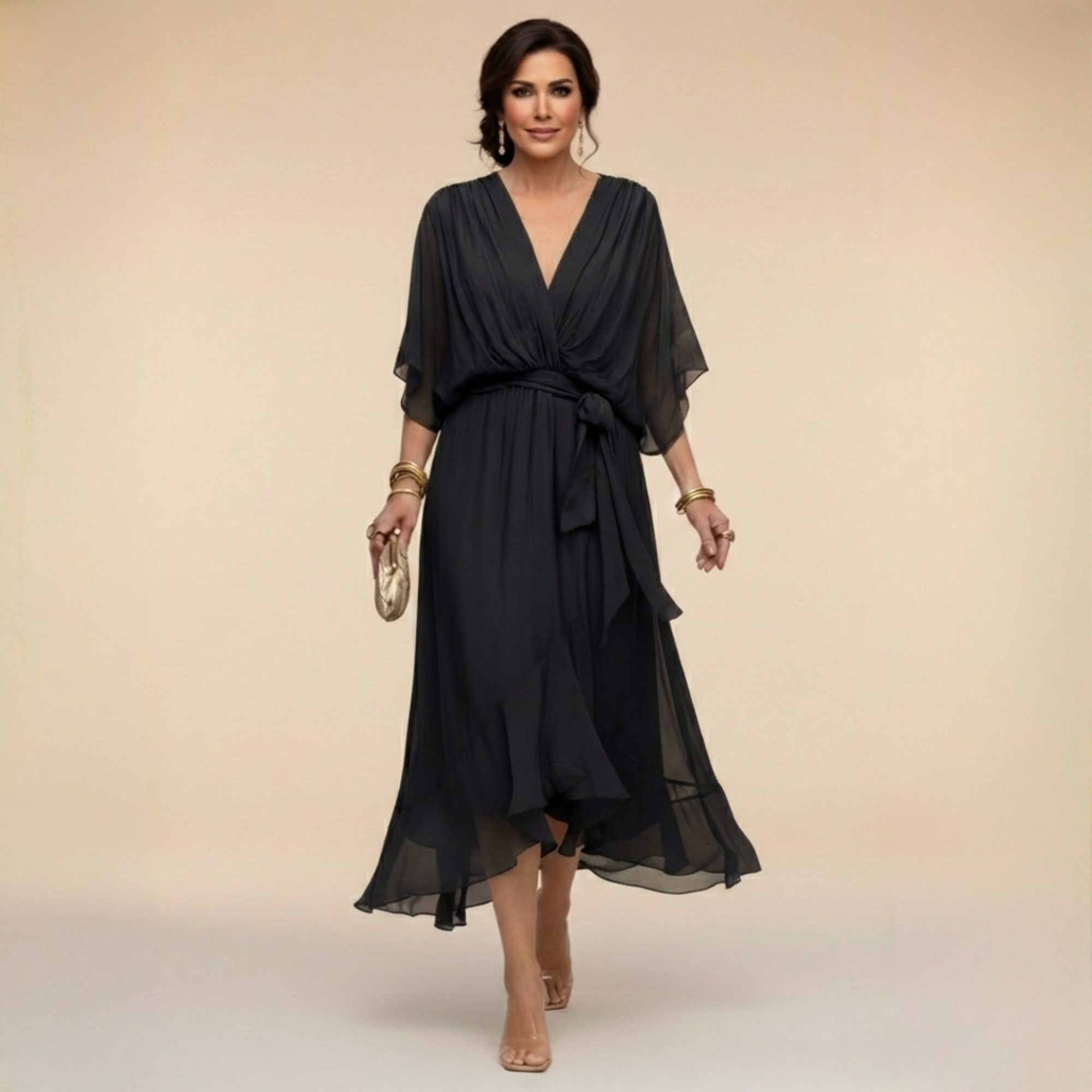 MARTHA™ | CHIFFON DRESS WITH A V-NECK