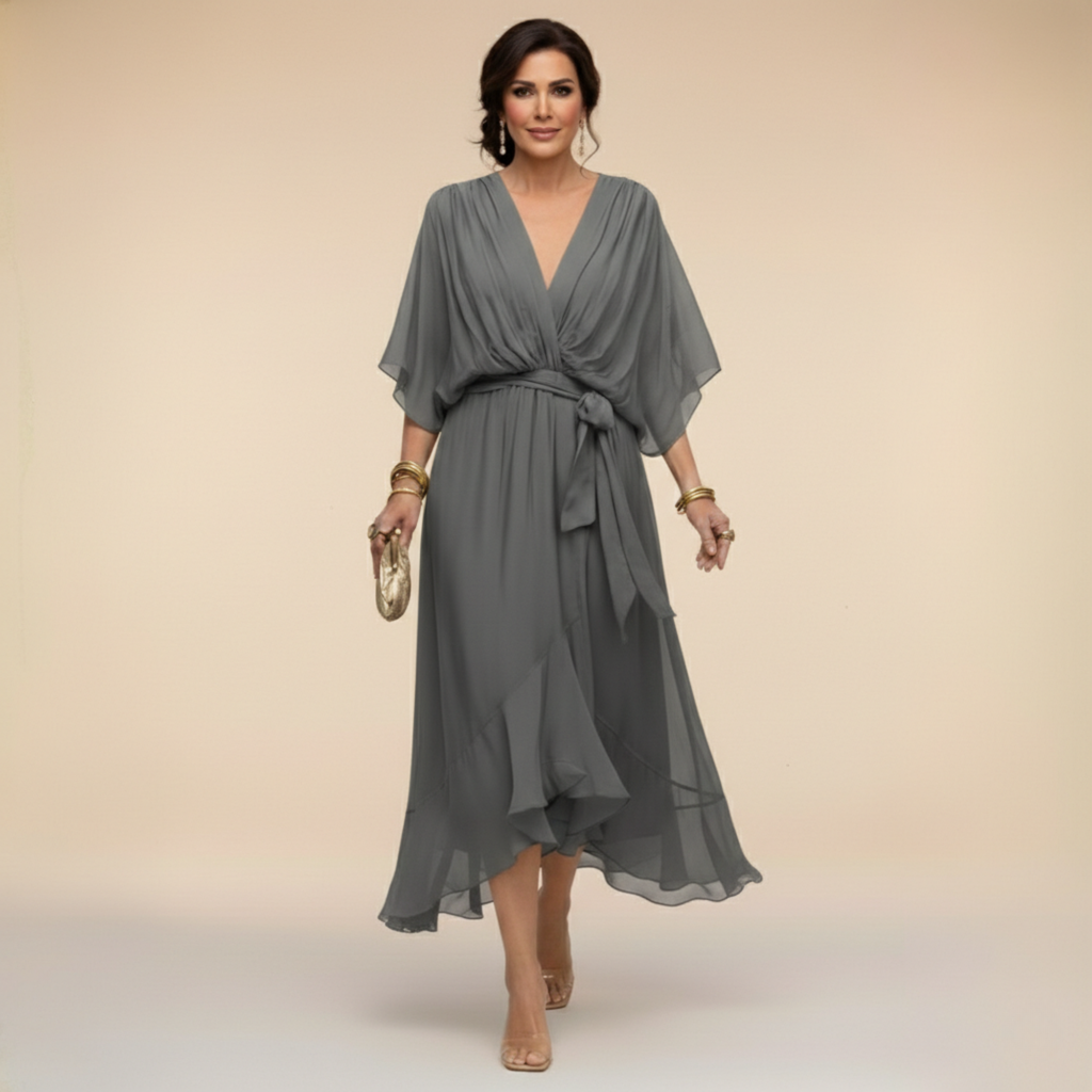 MARTHA™ | CHIFFON DRESS WITH A V-NECK