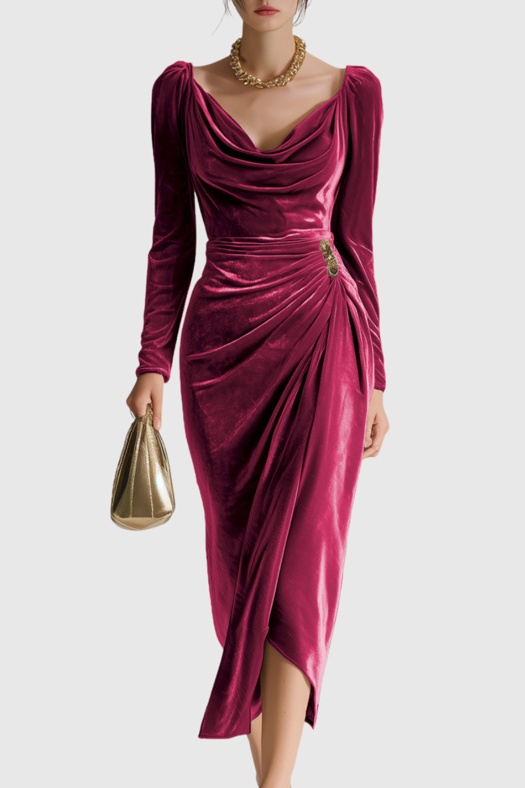 EADOLINE | ELEGANT PLEATED MIDI DRESS