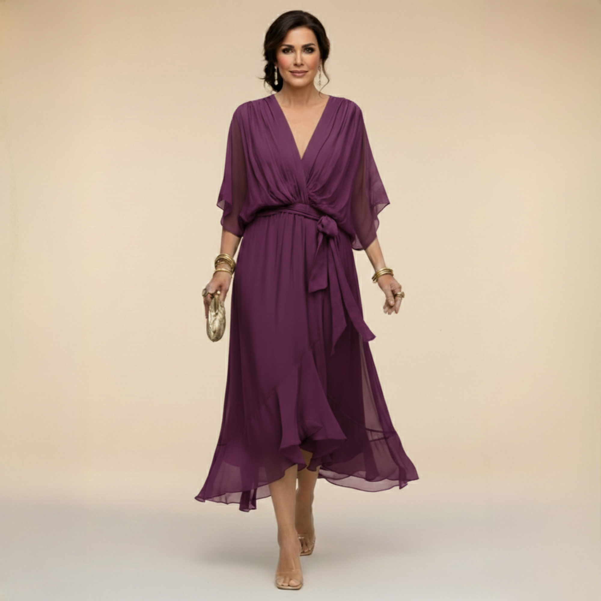 MARTHA™ | CHIFFON DRESS WITH A V-NECK