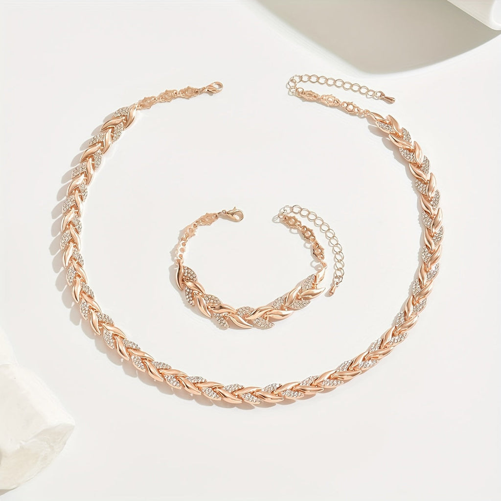 Claudine™ | Artisan Herringbone Necklace & Bracelet