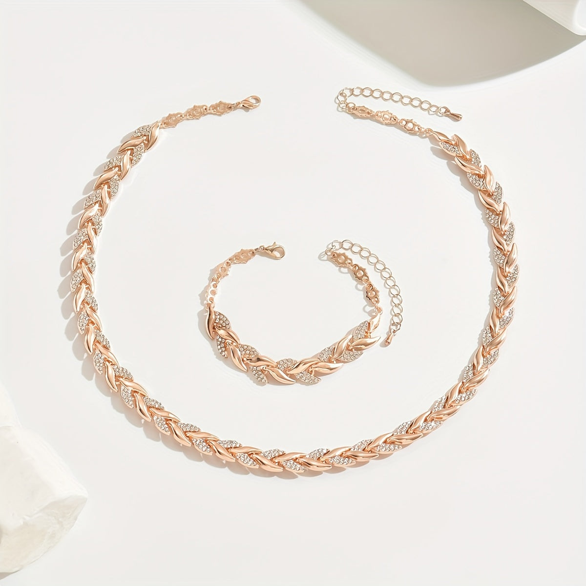 Claudine™ | Artisan Herringbone Necklace & Bracelet