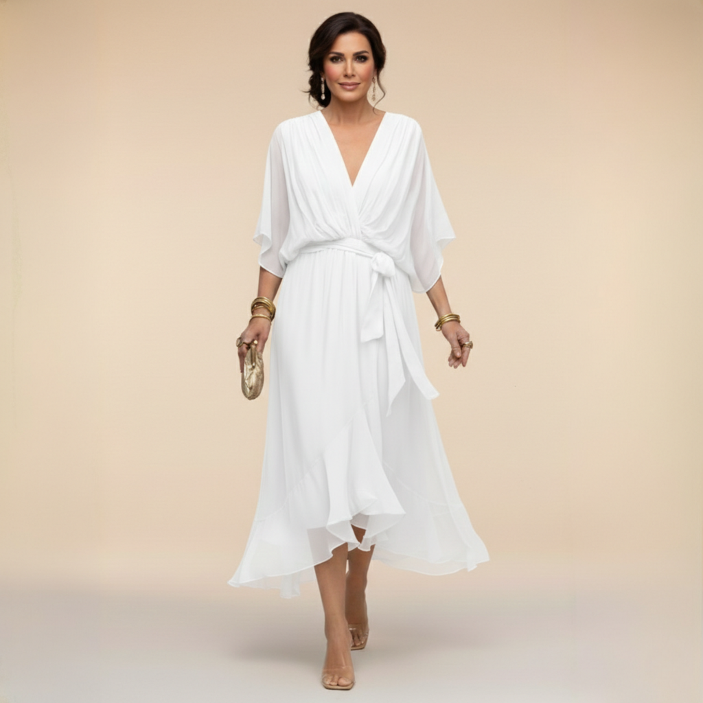 MARTHA™ | CHIFFON DRESS WITH A V-NECK