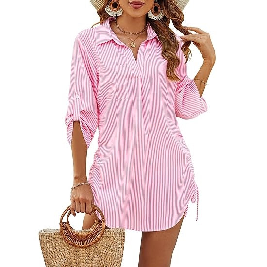 Megan | Lightweight Beach Shirt with Adjustable Waist
