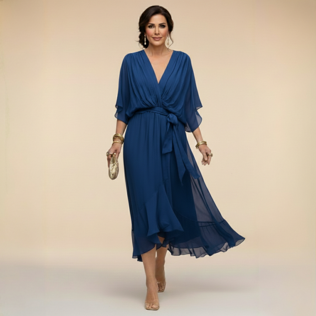 MARTHA™ | CHIFFON DRESS WITH A V-NECK
