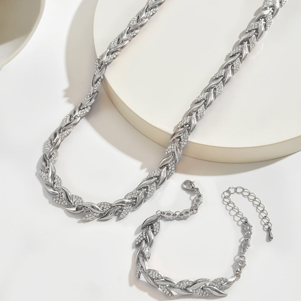 Claudine™ | Artisan Herringbone Necklace & Bracelet