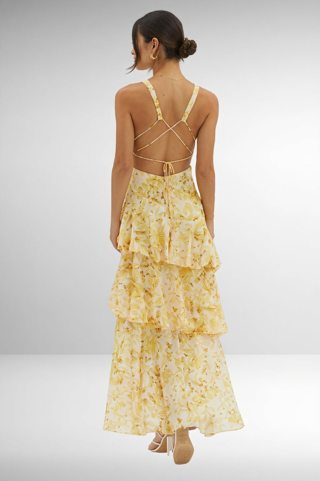 Floral Print Dress with Deep V-Neckline