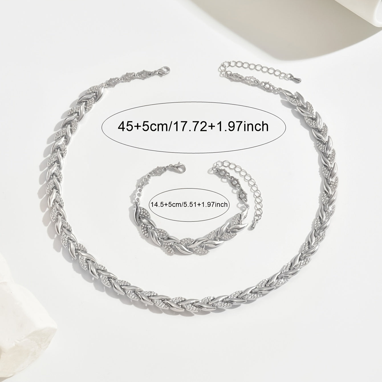 Claudine™ | Artisan Herringbone Necklace & Bracelet