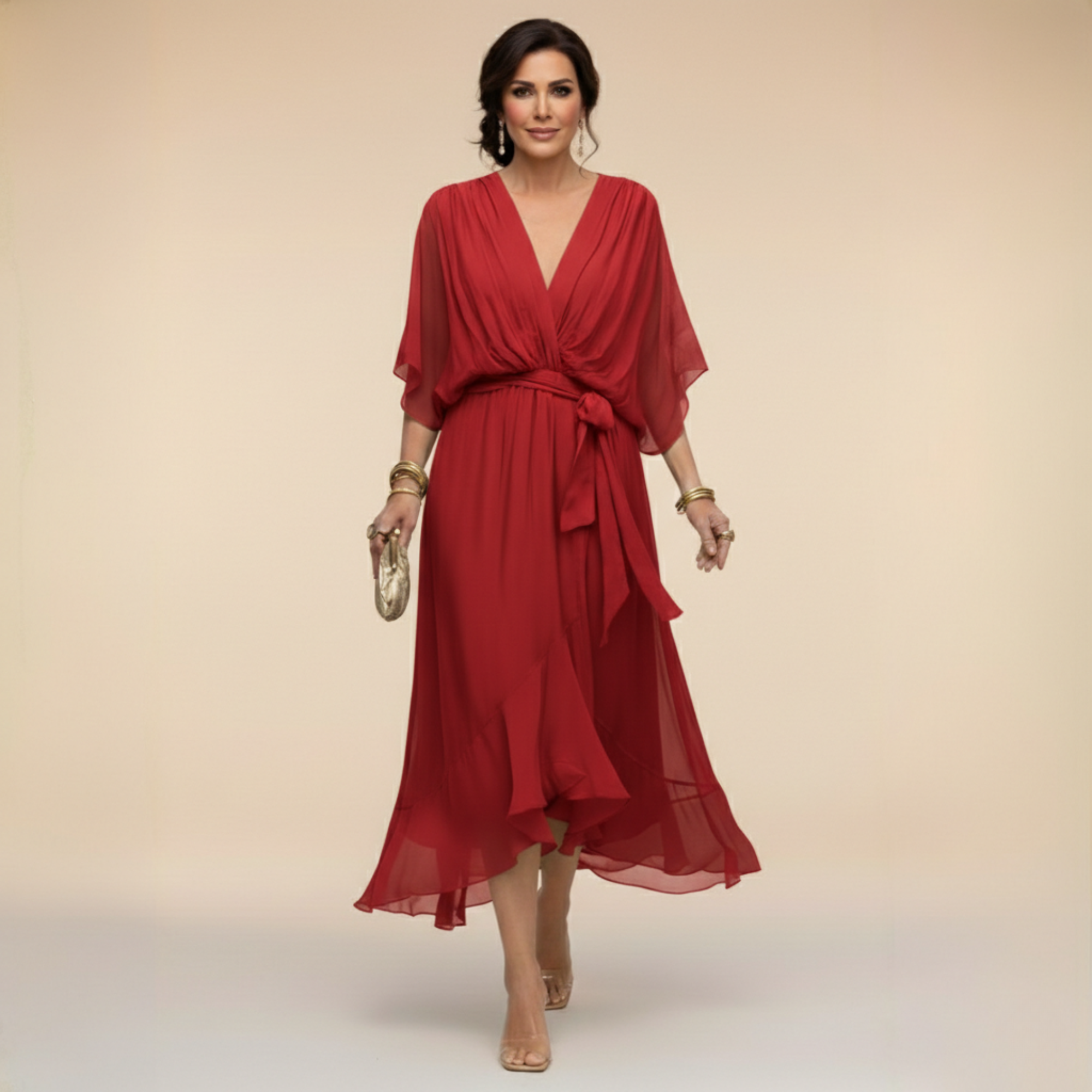 MARTHA™ | CHIFFON DRESS WITH A V-NECK