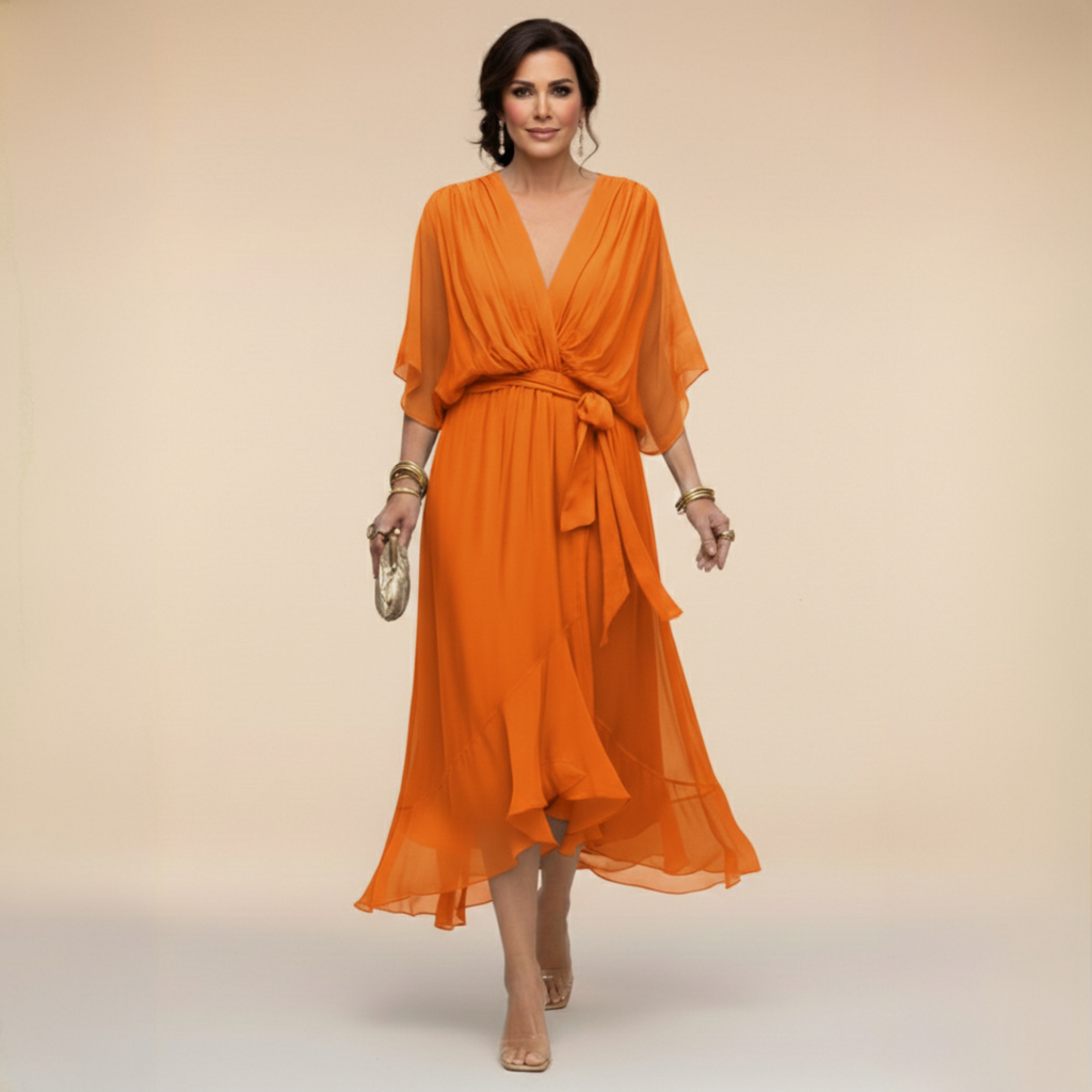 MARTHA™ | CHIFFON DRESS WITH A V-NECK