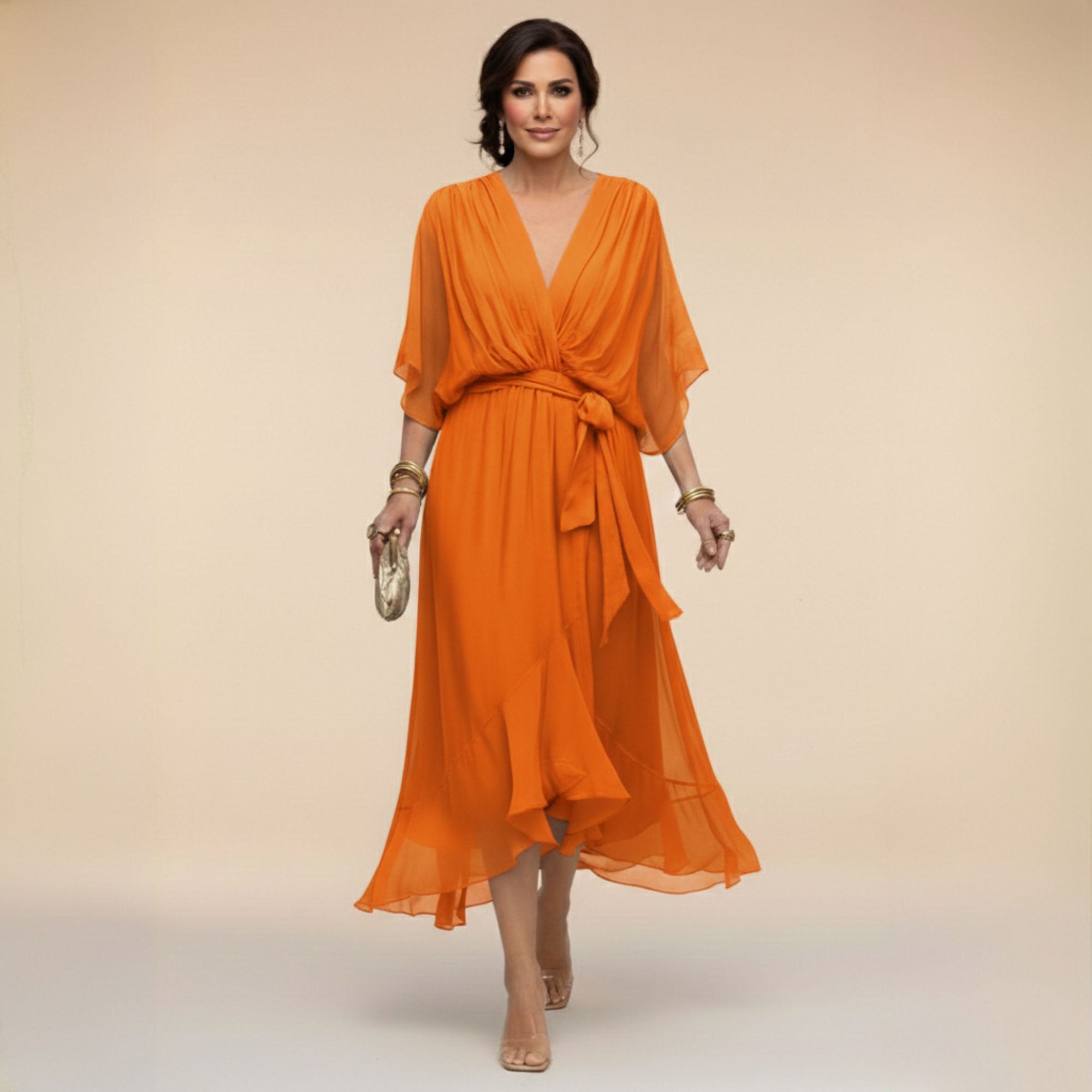 MARTHA™ | CHIFFON DRESS WITH A V-NECK