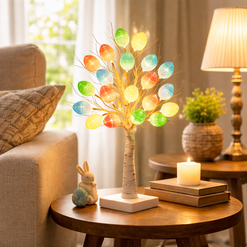 SpringAura - Colorful LED Easter Light Tree for Festive Home Decor