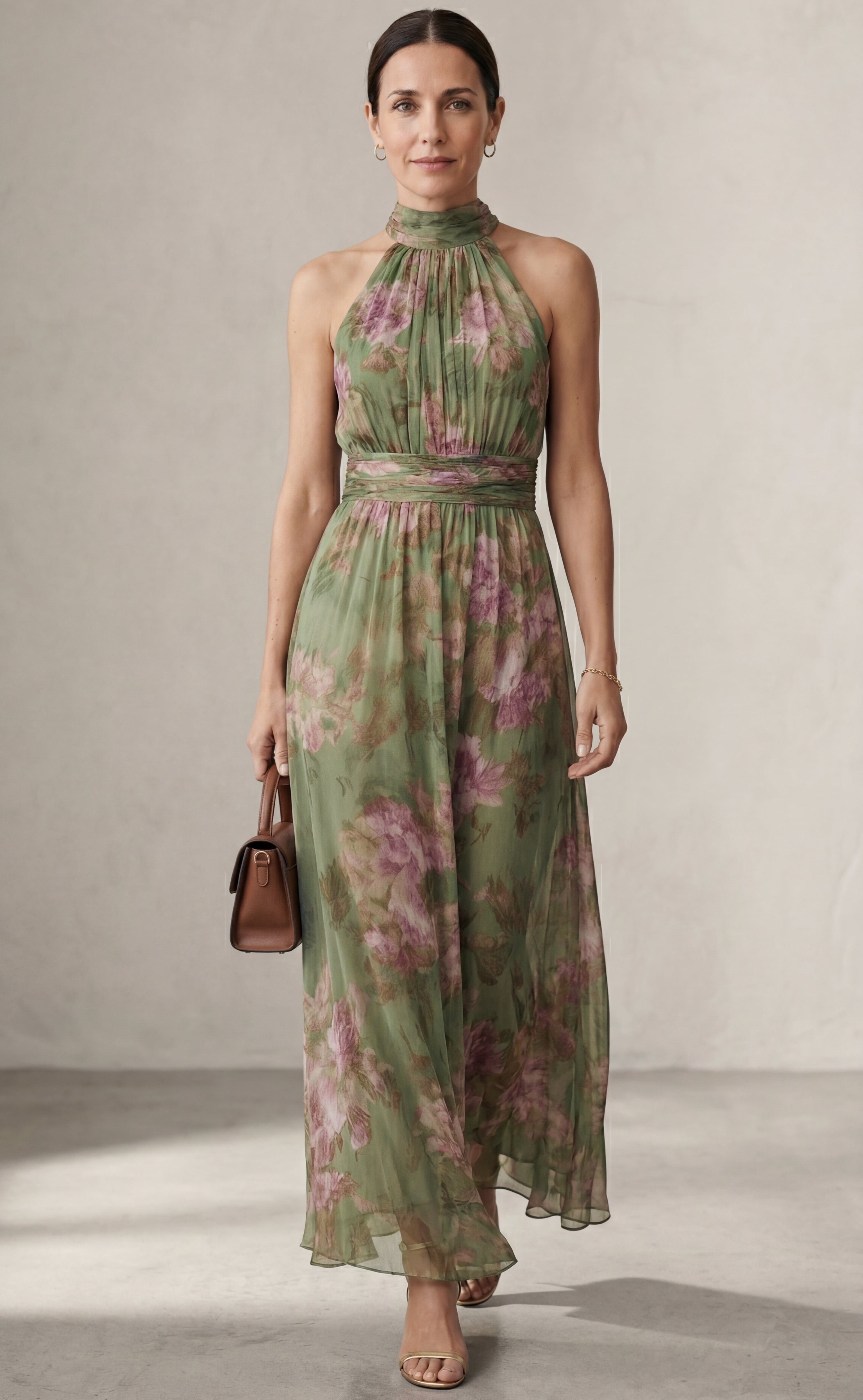 Livia Halter Floral Maxi Dress