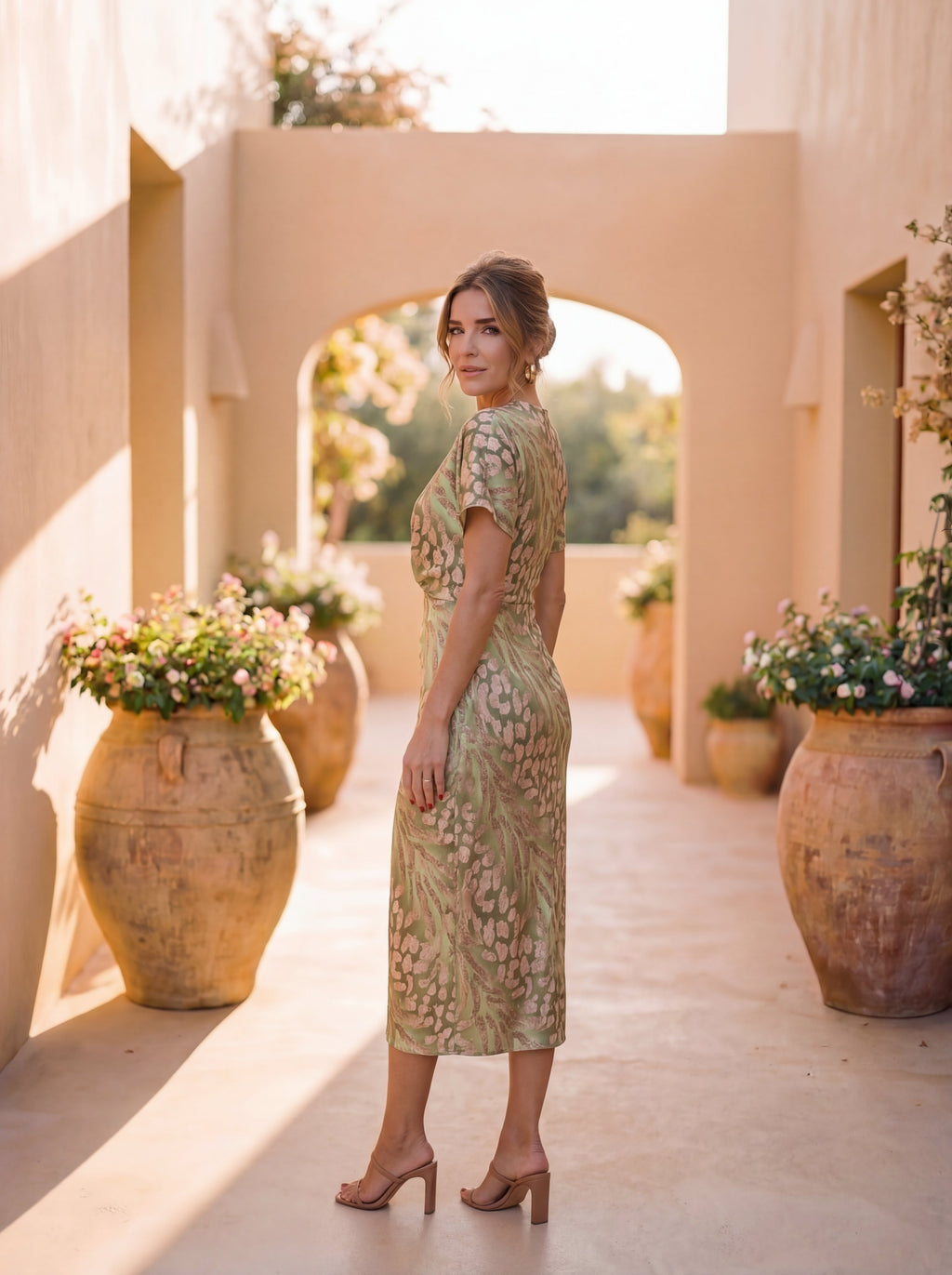 Calandra Copper Midi Dress