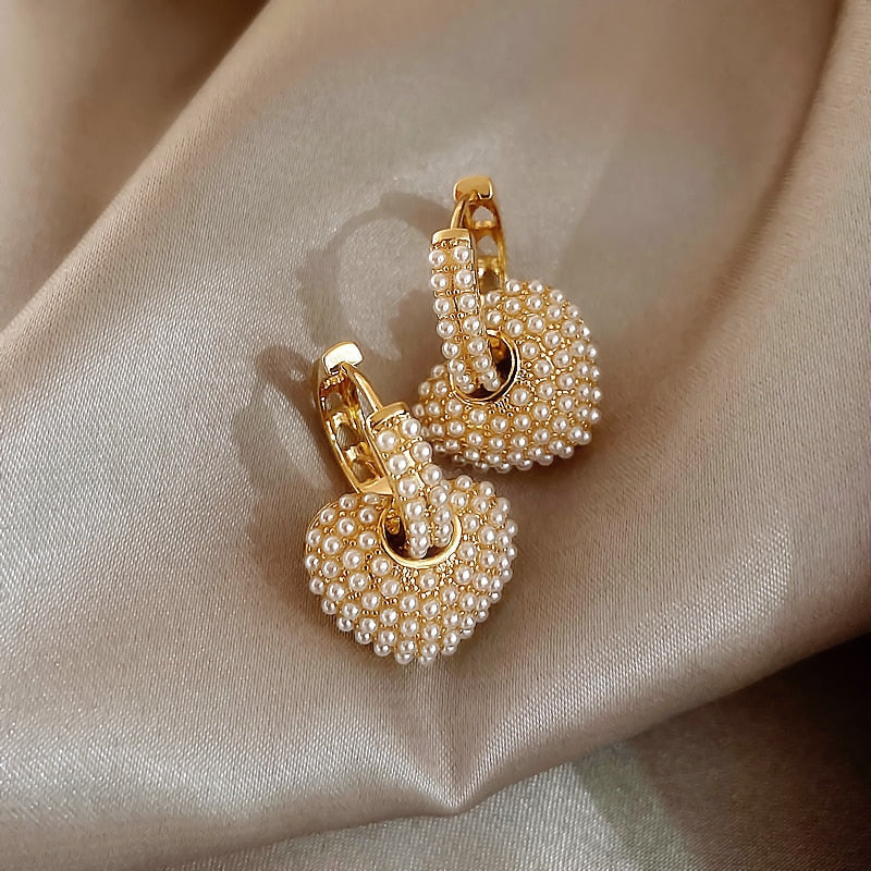 Heart Pearl Earrings