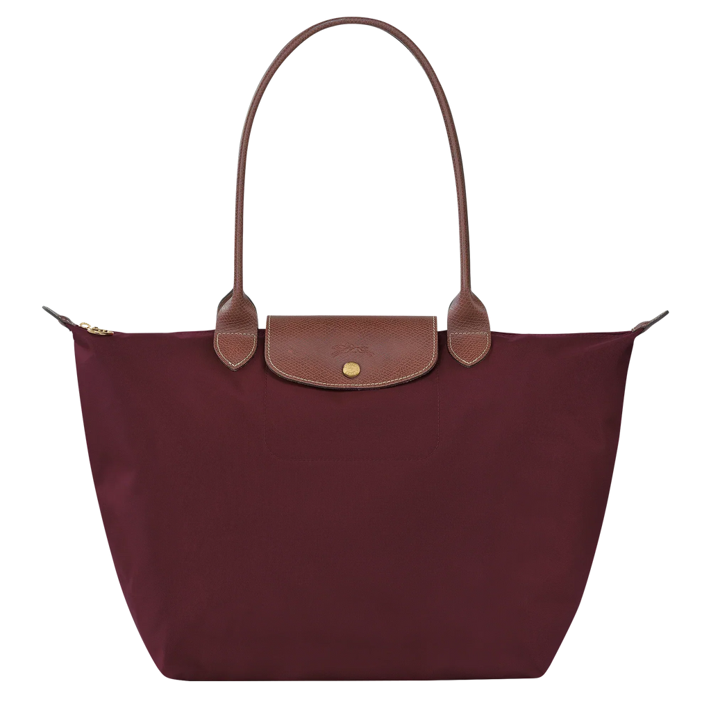 Lether Bag — Large Foldable Tote Bag, Burgundy