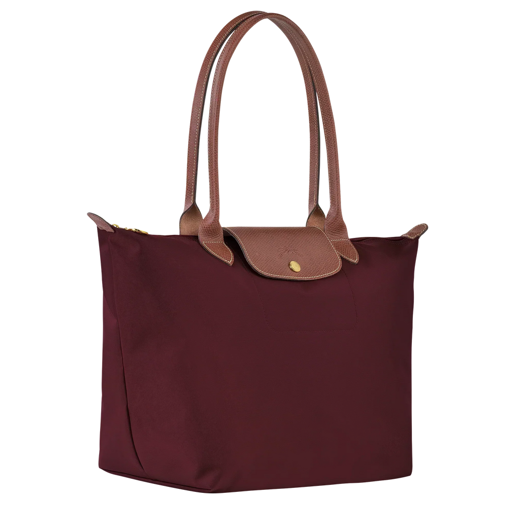 Lether Bag — Large Foldable Tote Bag, Burgundy
