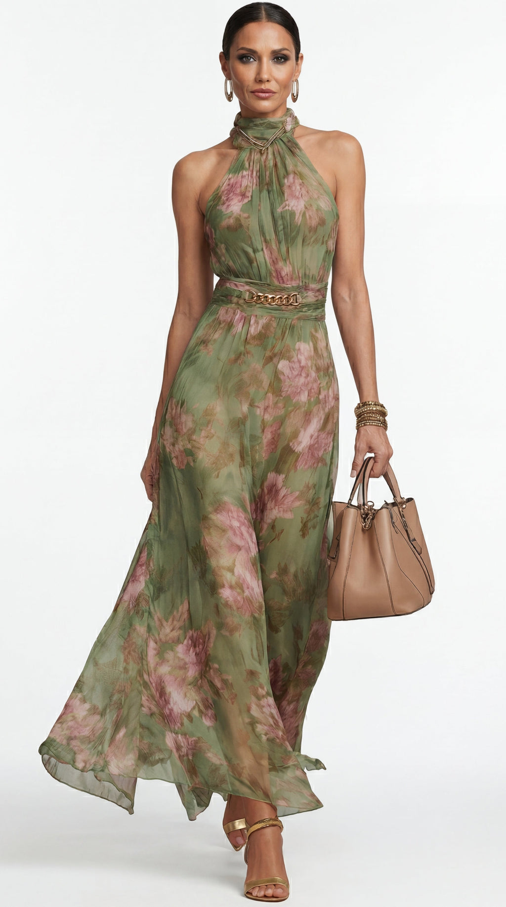 Livia Halter Floral Maxi Dress