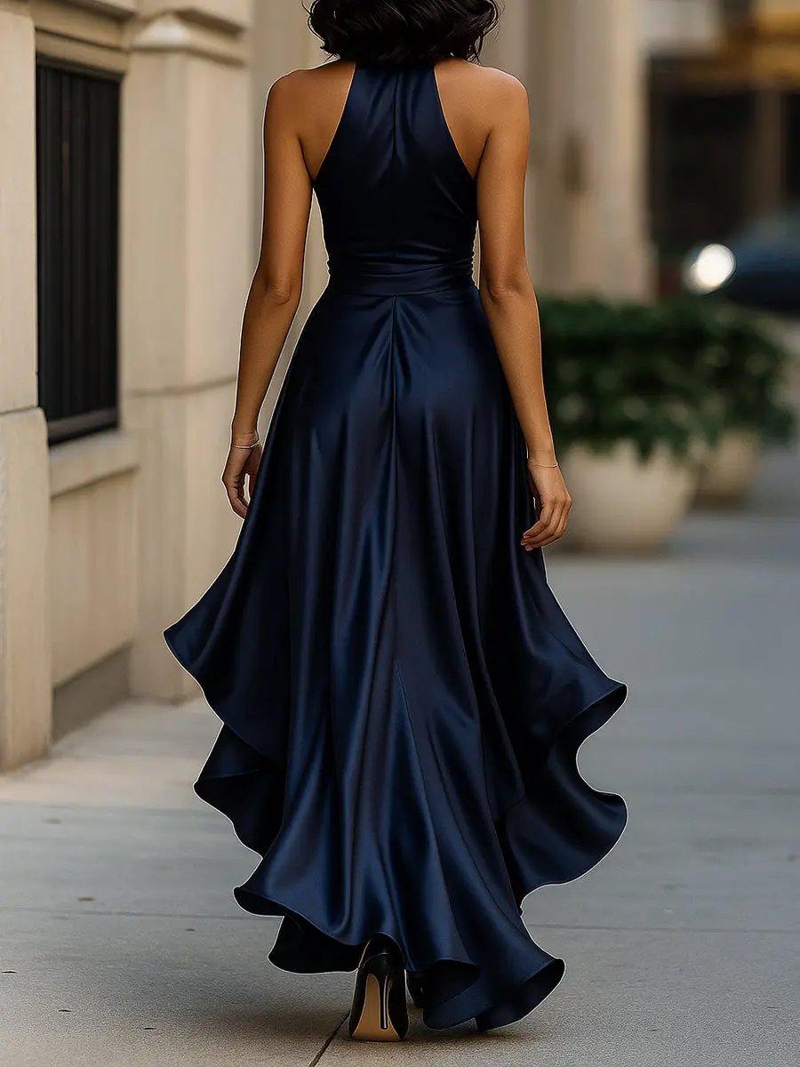 Nocturna | Halter Satin Maxi Dress