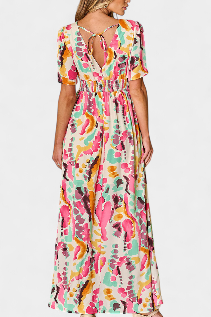 Yuki Tie-Dye V-Neck Maxi Dress