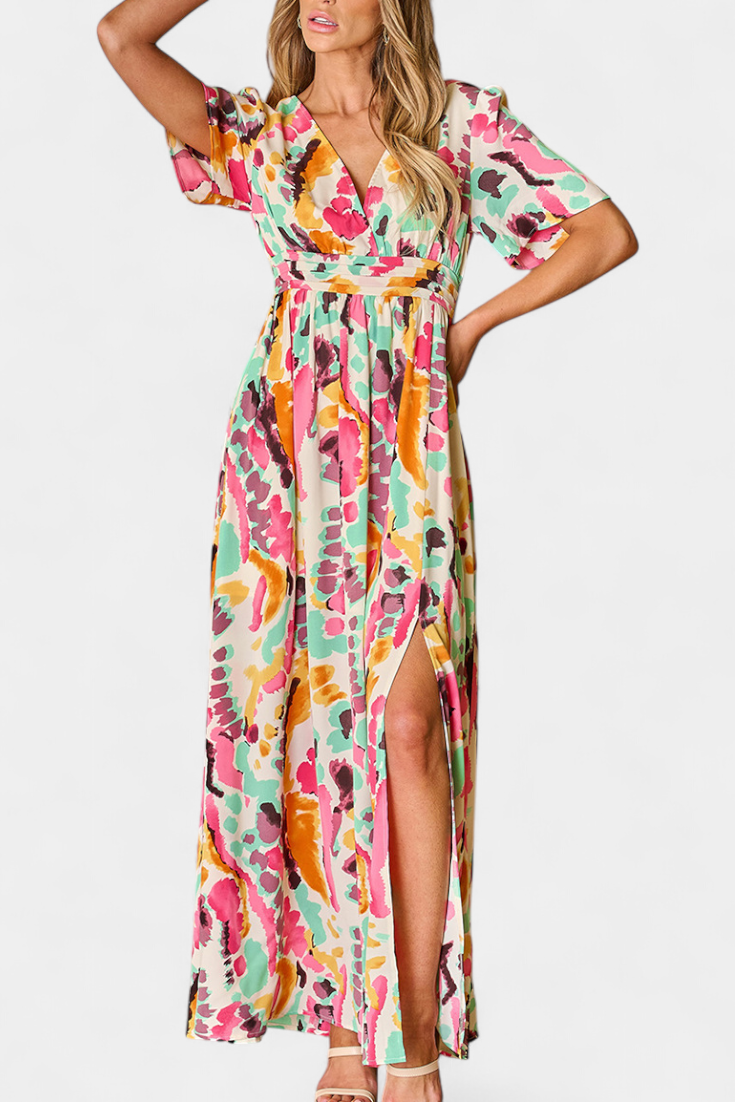 Yuki Tie-Dye V-Neck Maxi Dress