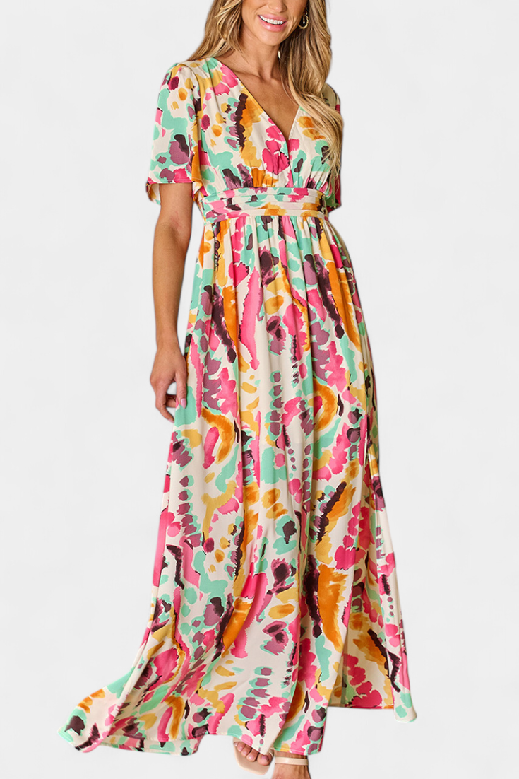 Yuki Tie-Dye V-Neck Maxi Dress