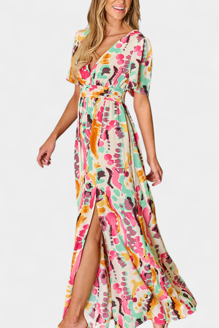 Yuki Tie-Dye V-Neck Maxi Dress