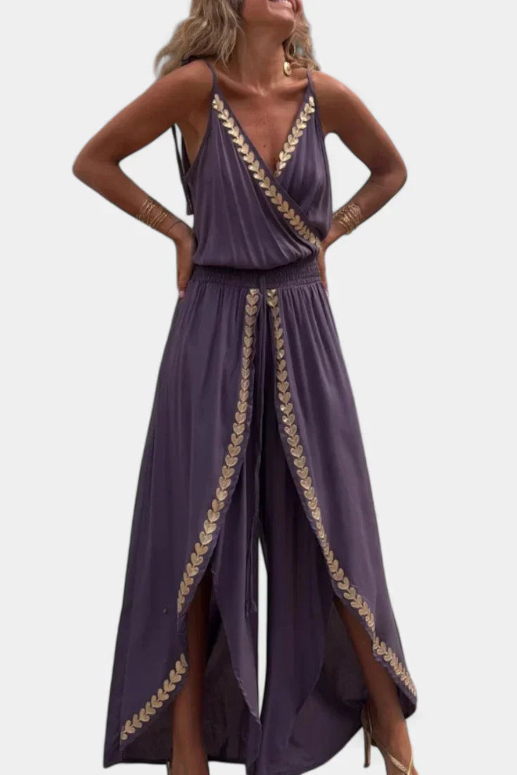 Donatila | Open-Leg Jumpsuit with Gold Detail