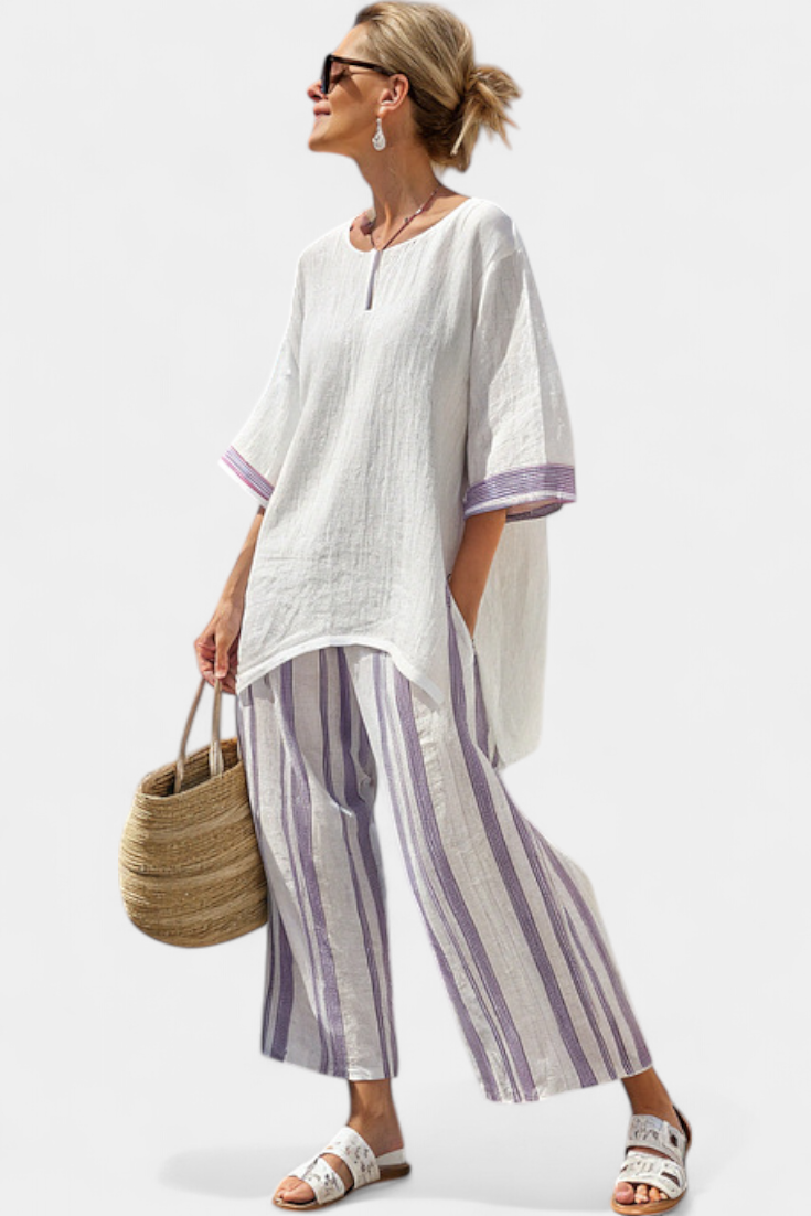 Allegra — T-Shirt Comfortable & Trousers Bamboo Striped