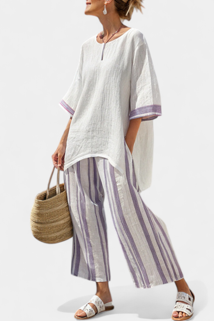 Allegra — T-Shirt Comfortable & Trousers Bamboo Striped