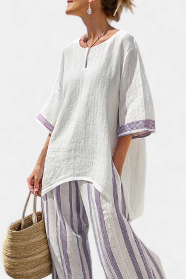 Allegra — T-Shirt Comfortable & Trousers Bamboo Striped