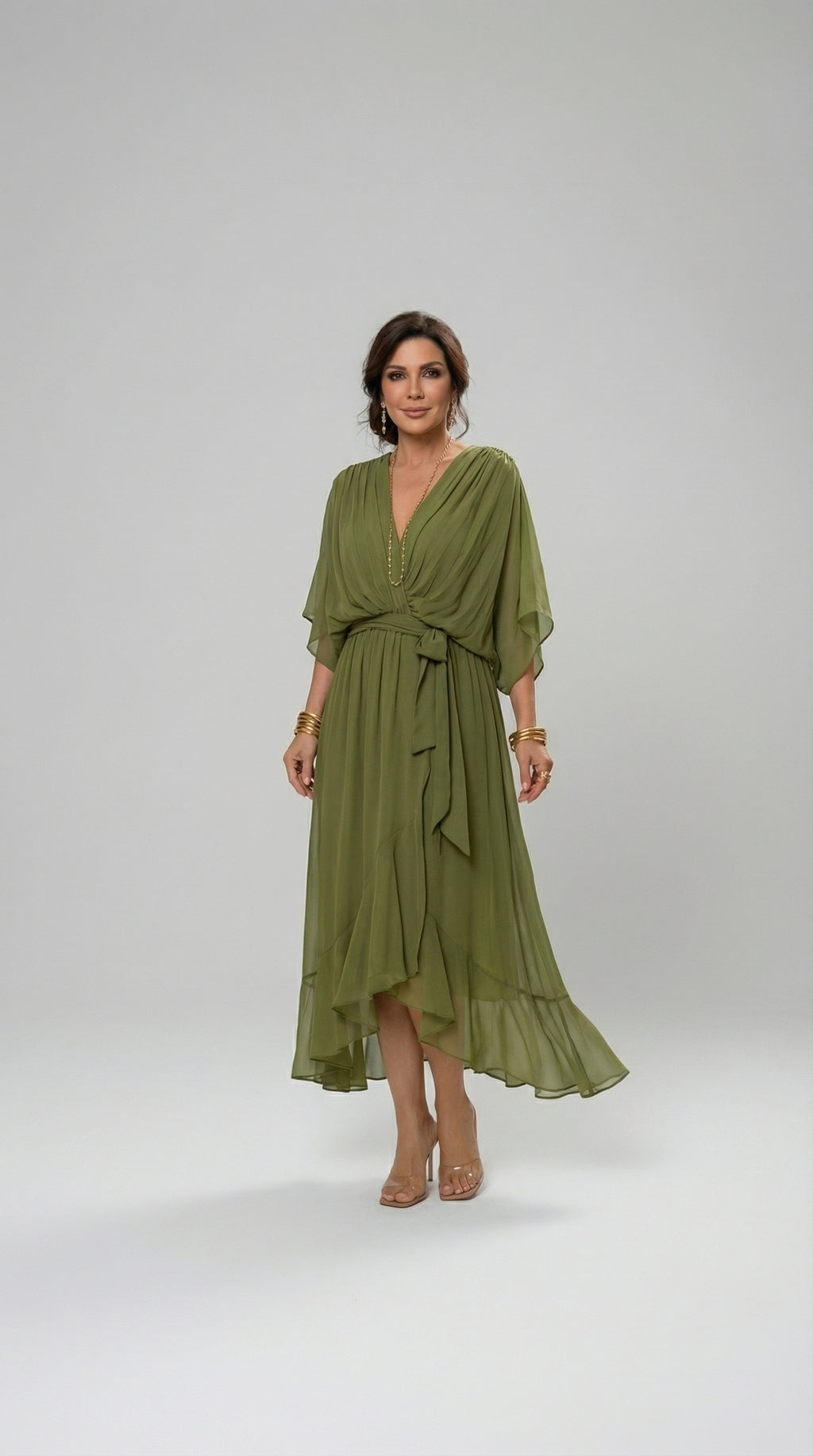 MARTHA™ | CHIFFON DRESS WITH A V-NECK