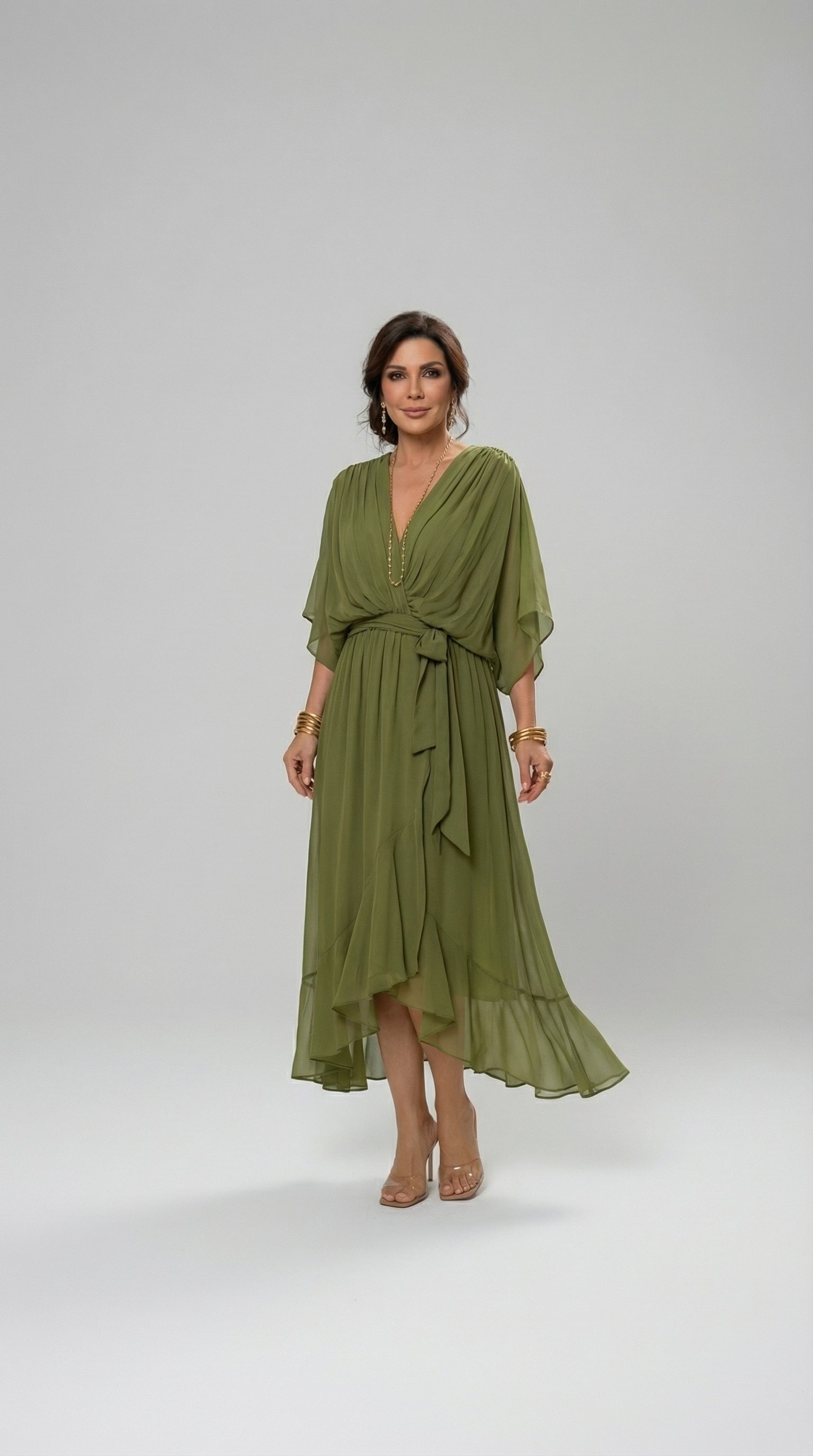 MARTHA™ | CHIFFON DRESS WITH A V-NECK