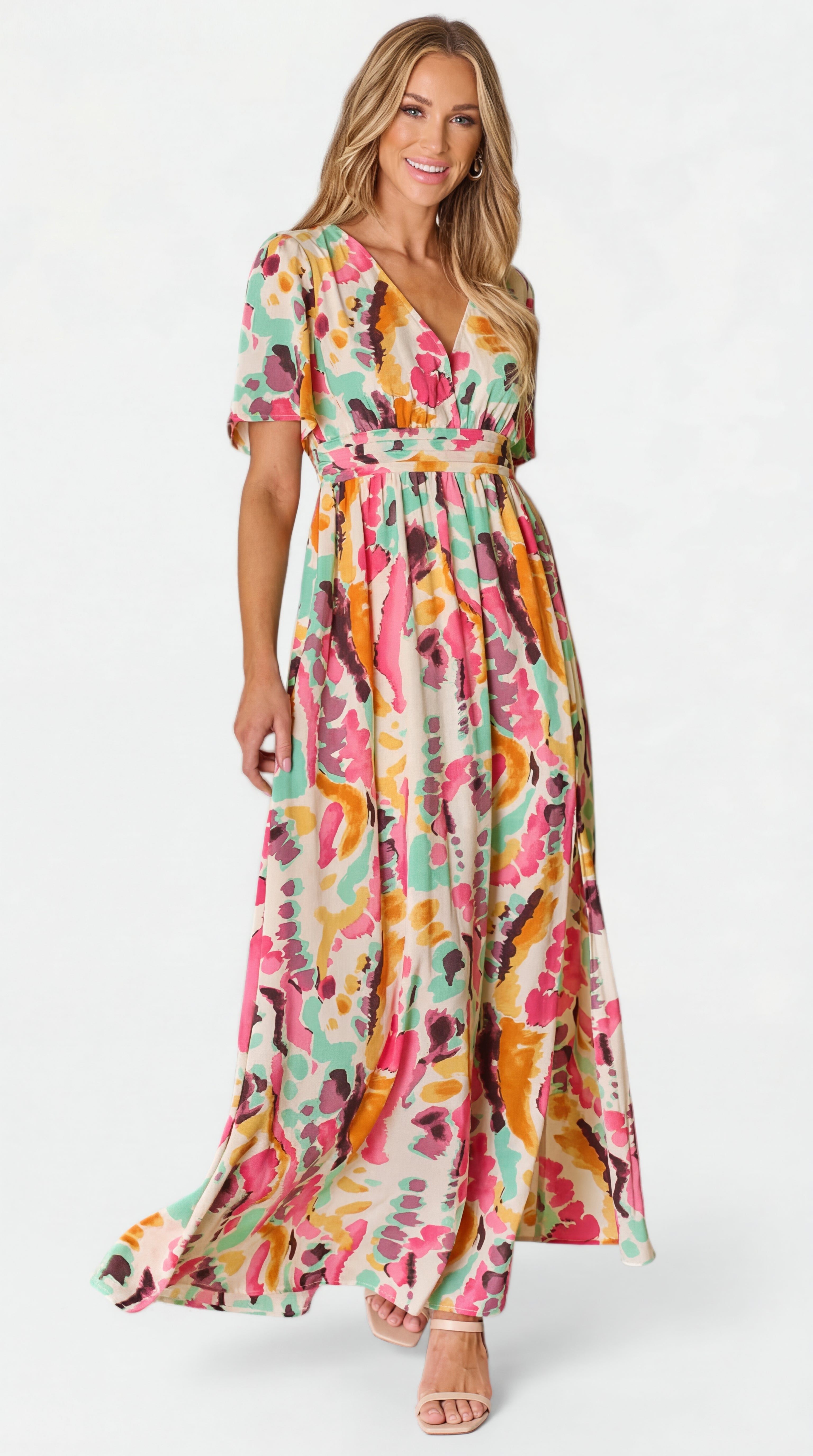 Yuki Tie-Dye V-Neck Maxi Dress