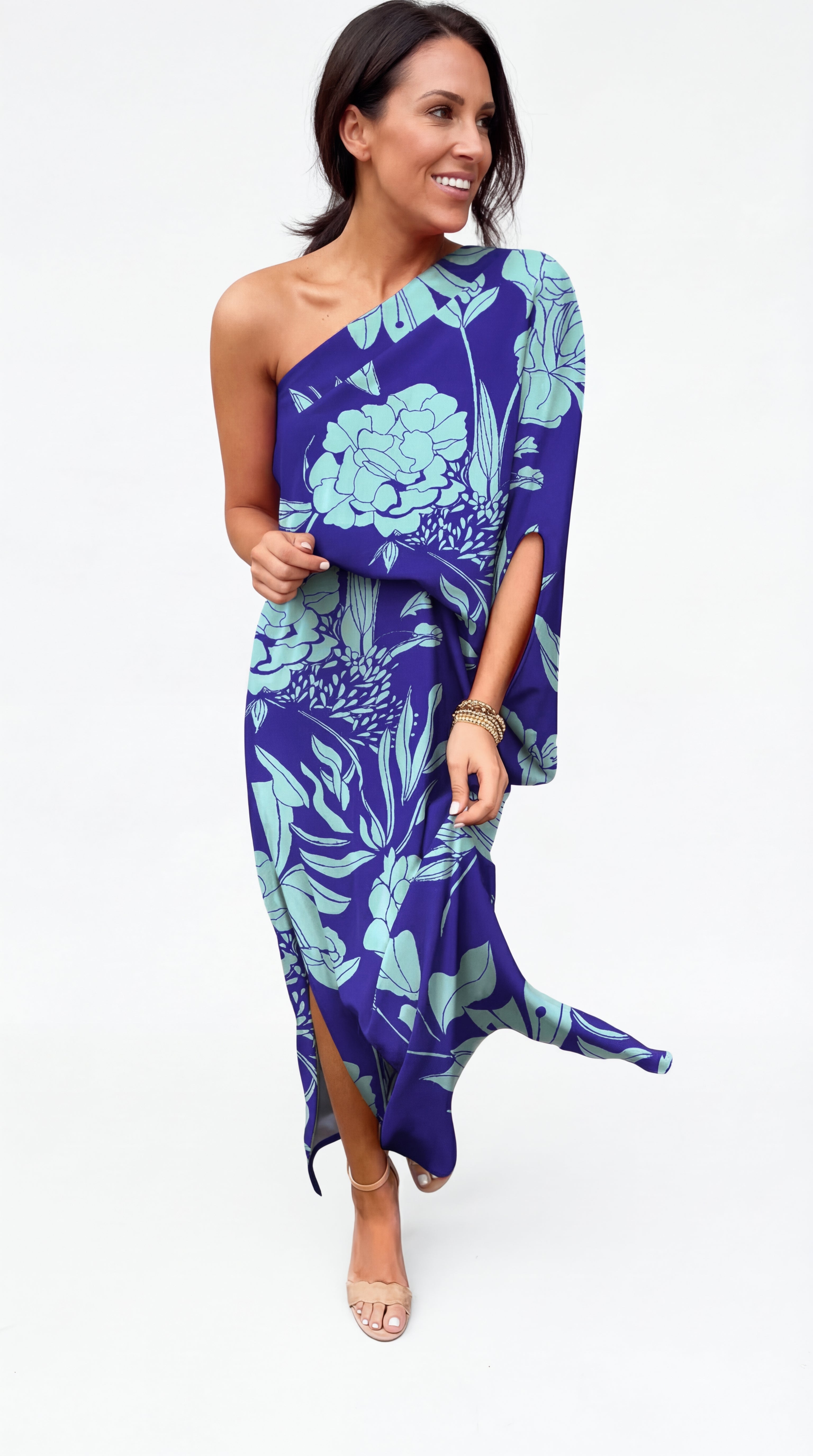 Carlena One-Shoulder Floral Dress