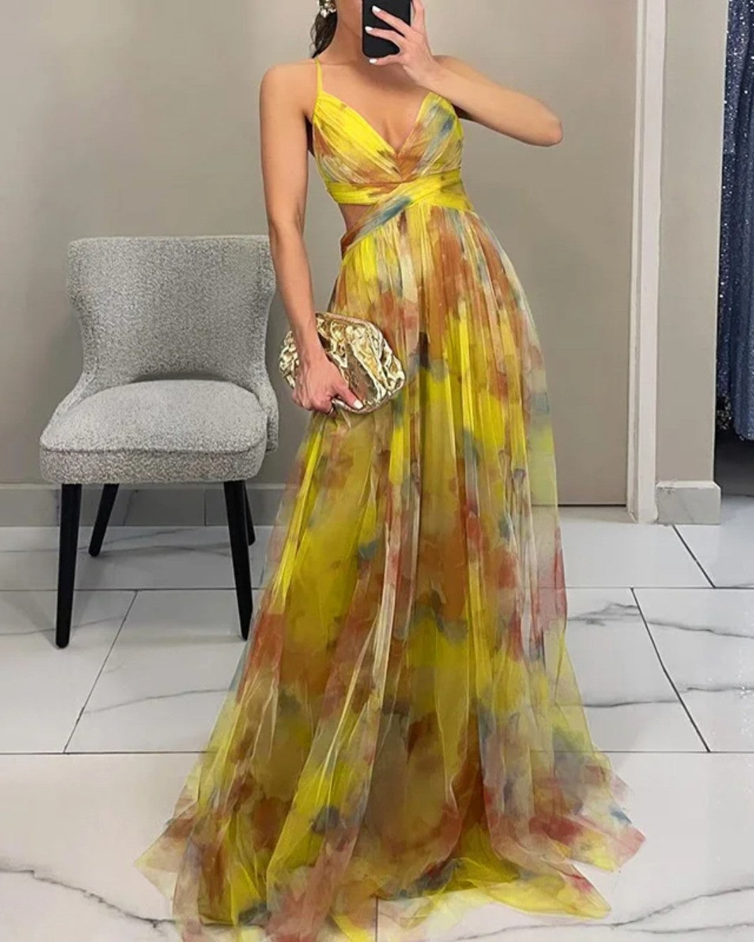 Giselle Floral Chiffon Maxi Dress