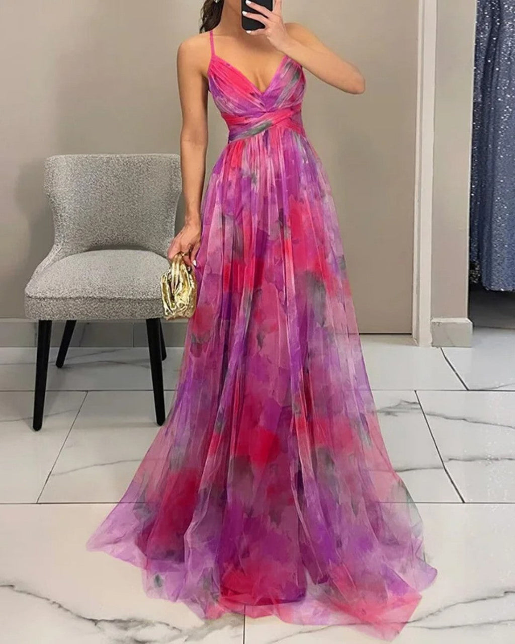 Giselle Floral Chiffon Maxi Dress