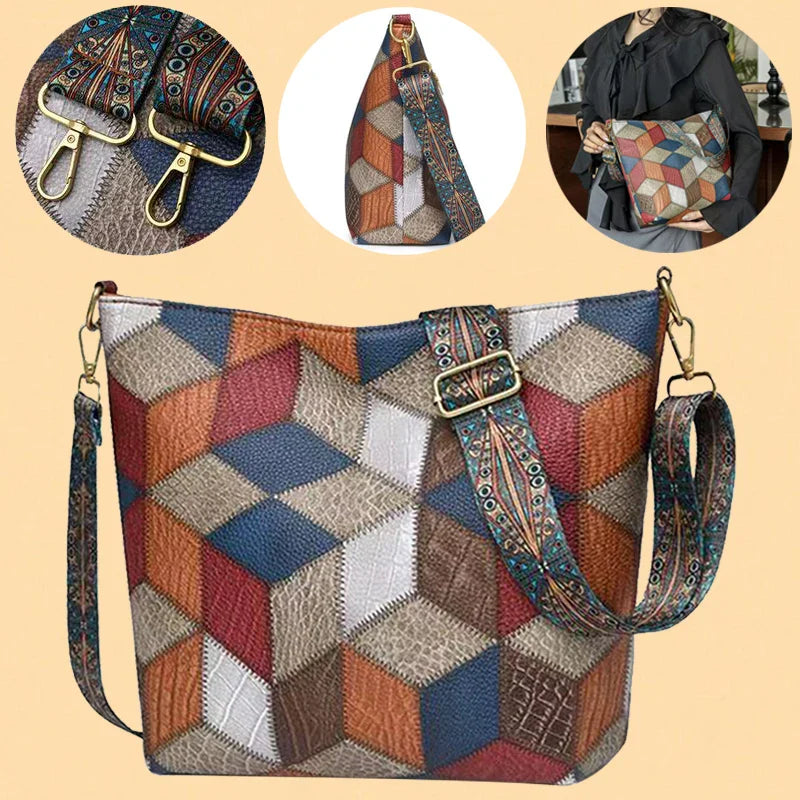 Tierra Viva - Bolso de mano de piel mosaico